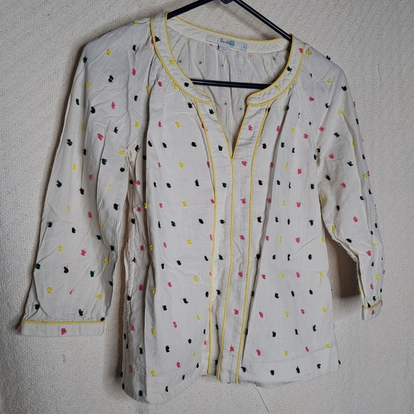 Boden Cream Blouse with Yellow and Pink Accents - Picture 1 of 4